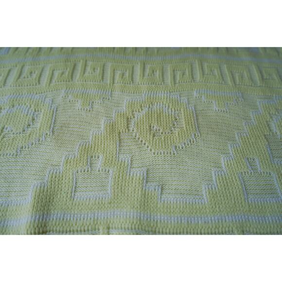 Vintage 80s Jolie USA Greek Key Knit Sweater M Retro Granny Academia Cabincore - Picture 6 of 12